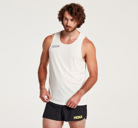 Hoka One One Singlet Homem - Top Branco | PT-mcjOsIg